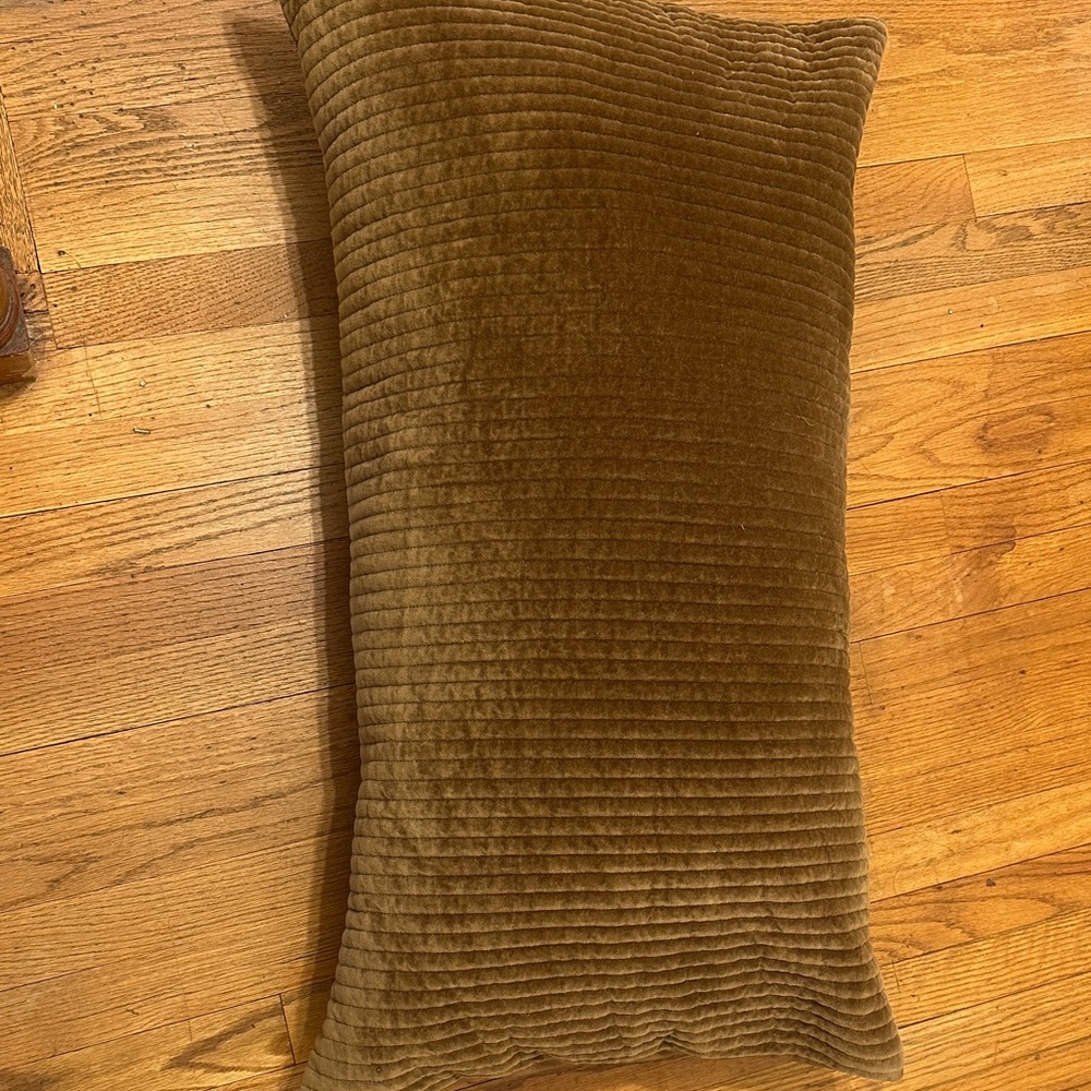 Restoration Hardware Ribbed Velvet Lumbar Pillow in Olive